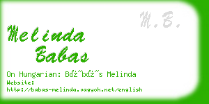 melinda babas business card